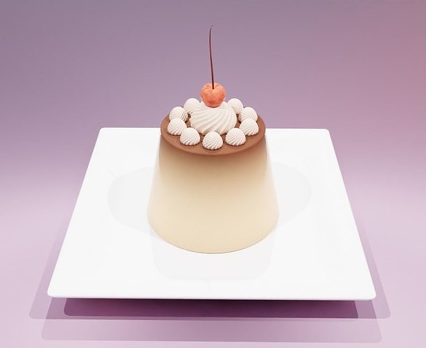 Puding with cherry 3D model 3D model 6
