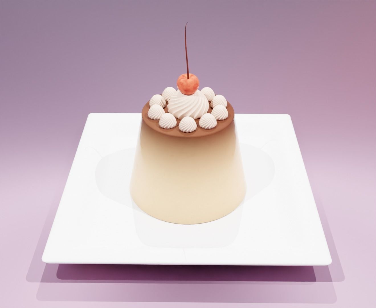 Puding with cherry 3D model 3D model_5