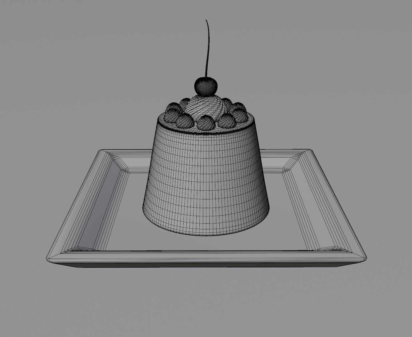 Puding with cherry 3D model 3D model_11
