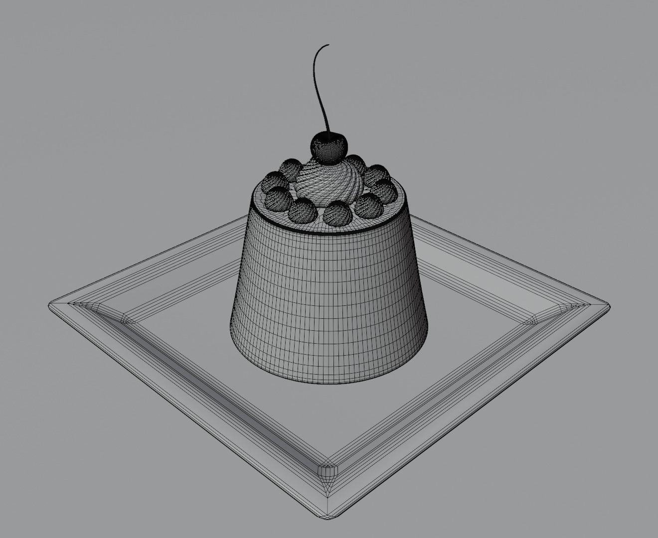 Puding with cherry 3D model 3D model_19