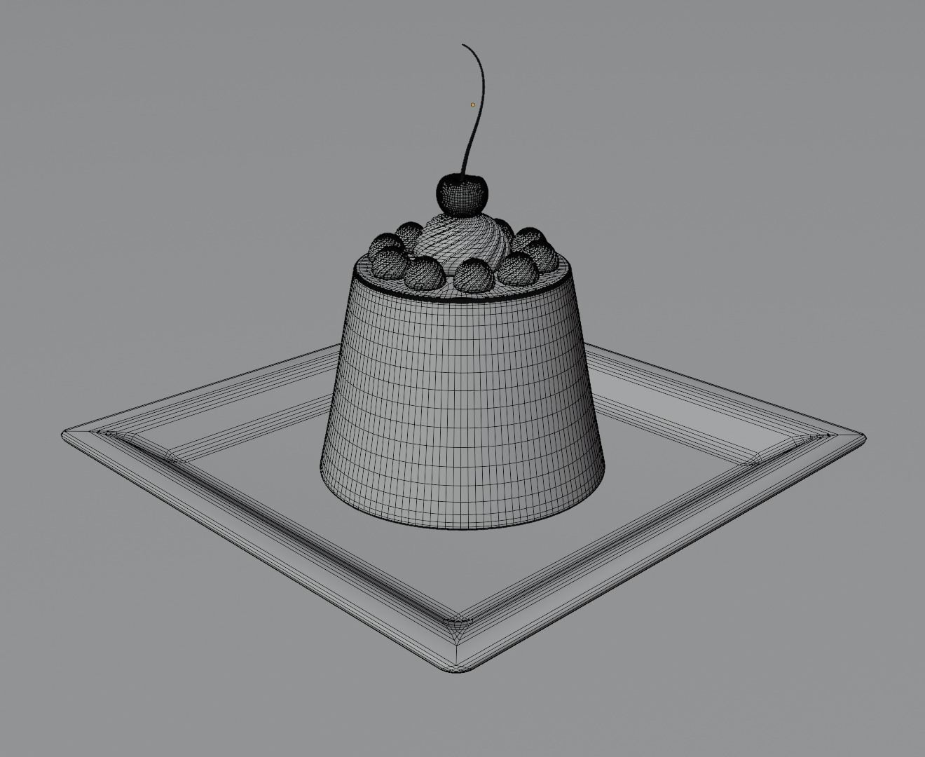 Puding with cherry 3D model 3D model_10