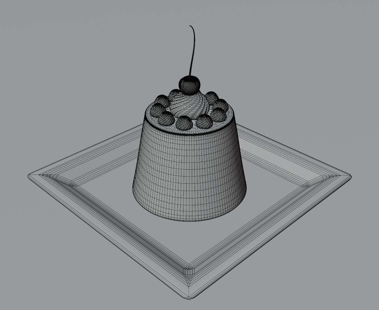 Puding with cherry 3D model 3D model_16