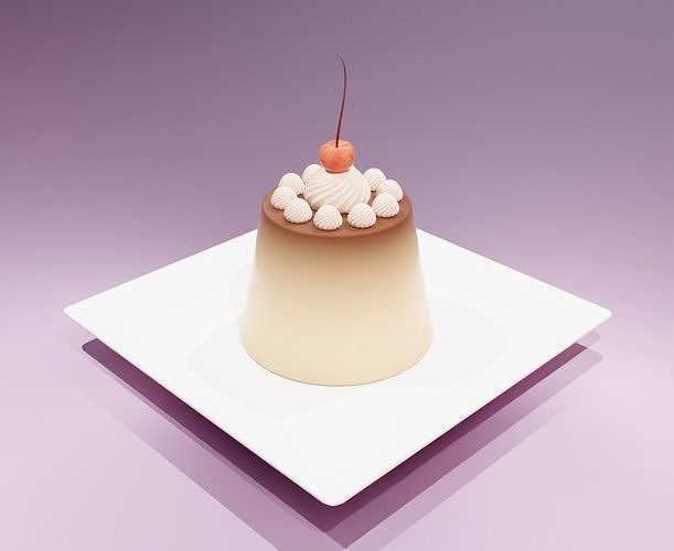 Puding with cherry 3D model 3D model 7