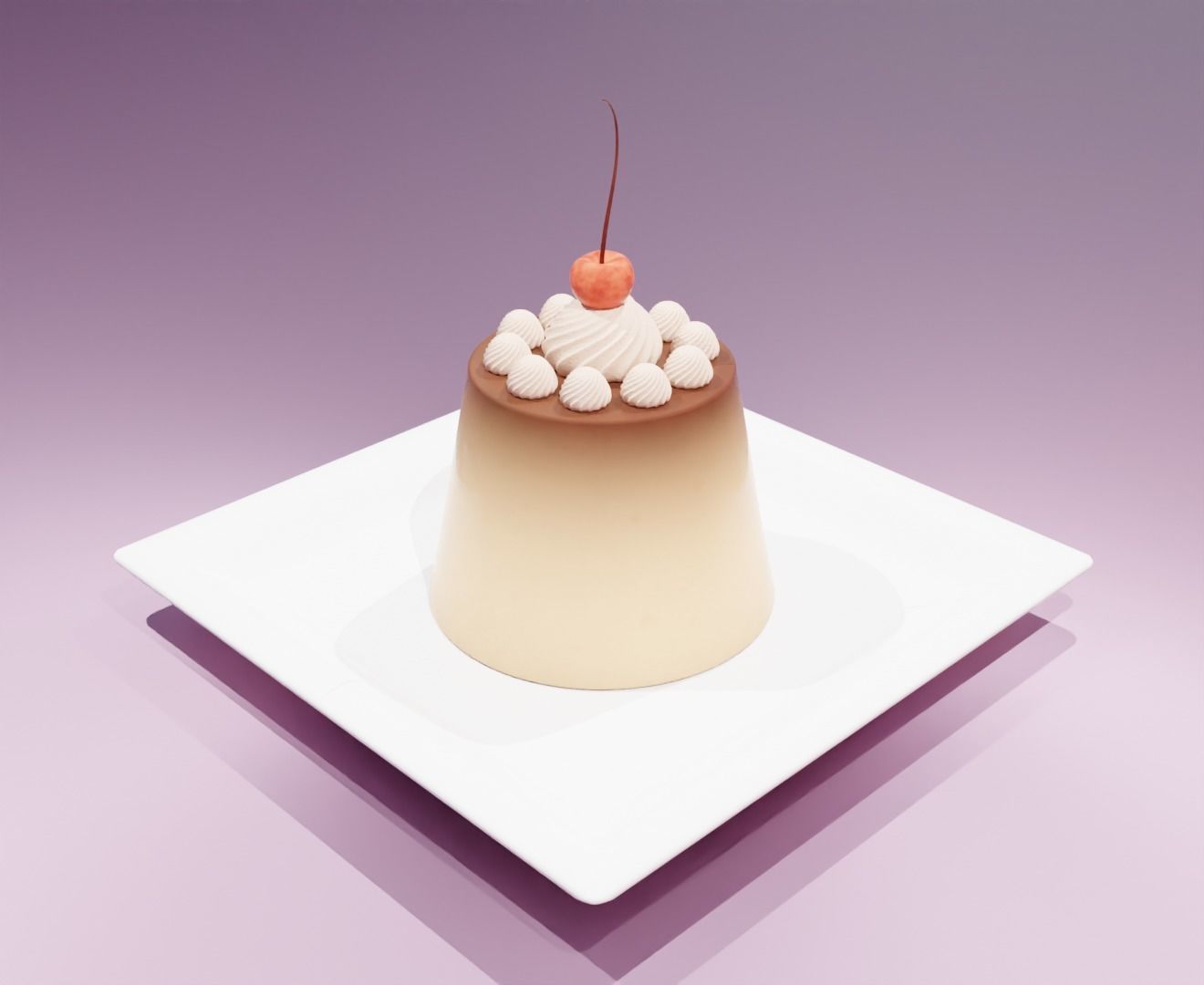 Puding with cherry 3D model 3D model_6
