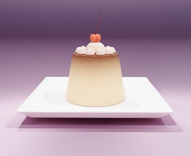 Puding with cherry 3D model 3D model 4