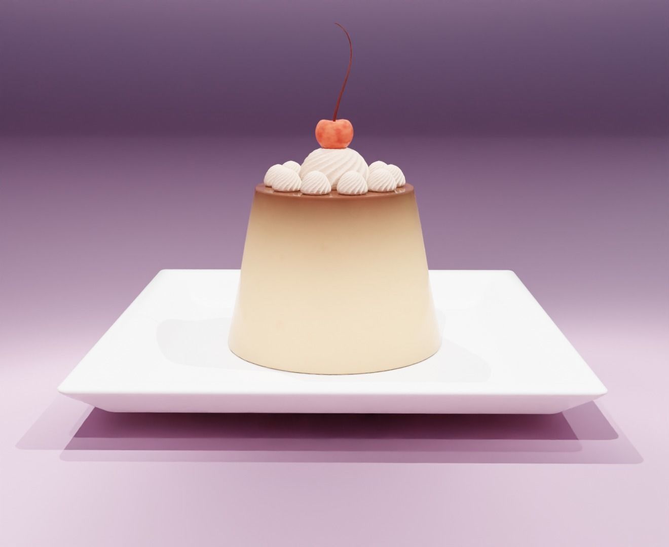 Puding with cherry 3D model 3D model_3