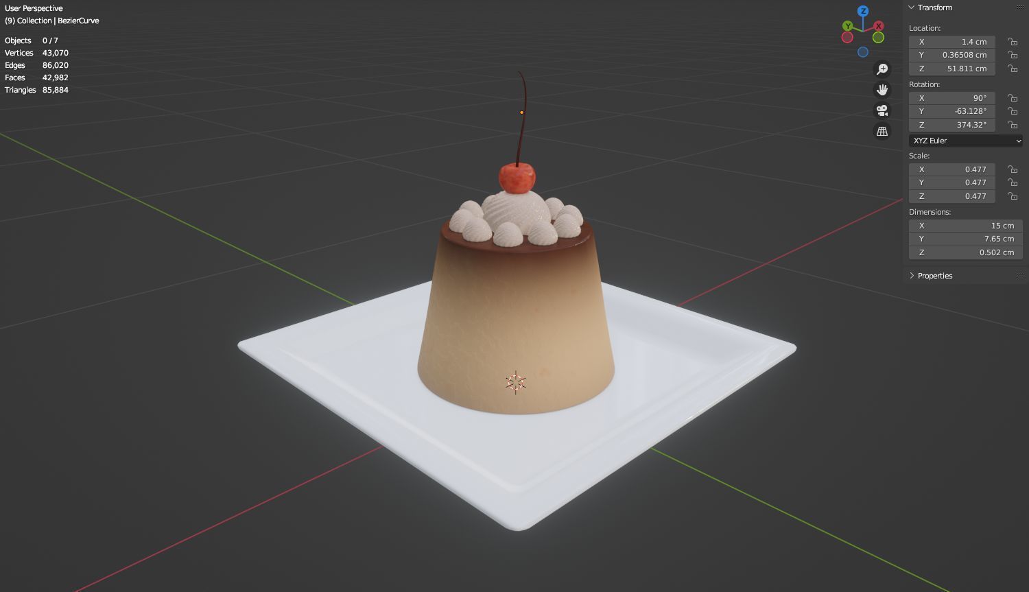 Puding with cherry 3D model 3D model_20