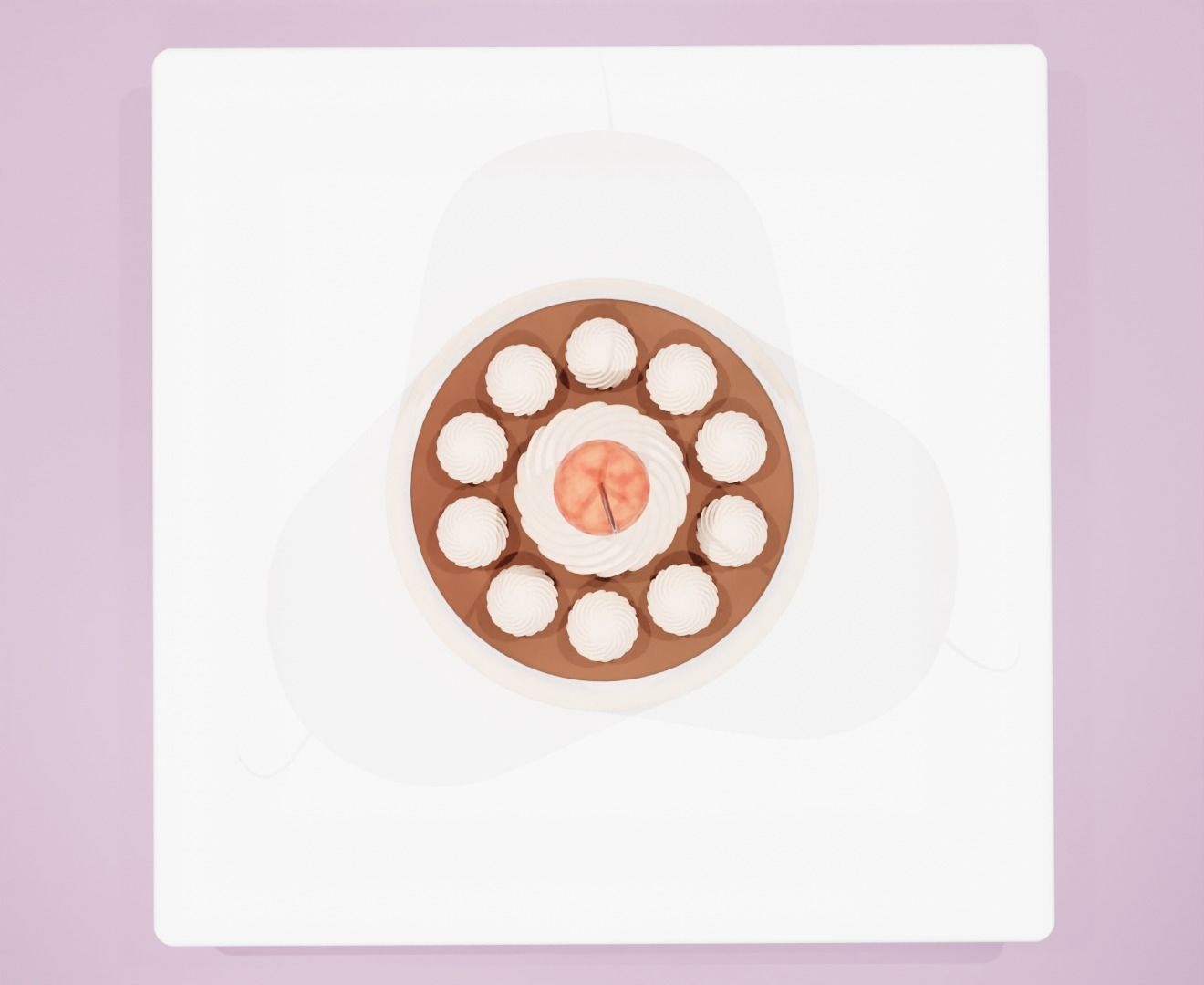 Puding with cherry 3D model 3D model_2