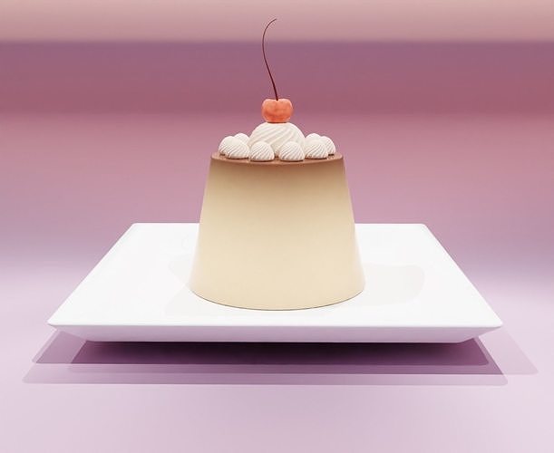 Puding with cherry 3D model 3D model 5