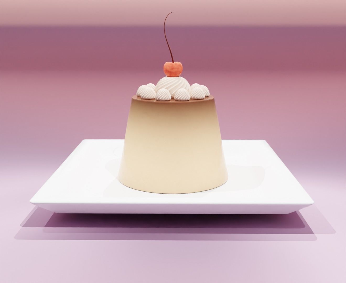 Puding with cherry 3D model 3D model_4