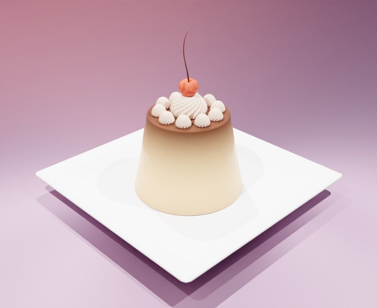 Puding with cherry 3D model 3D model_8