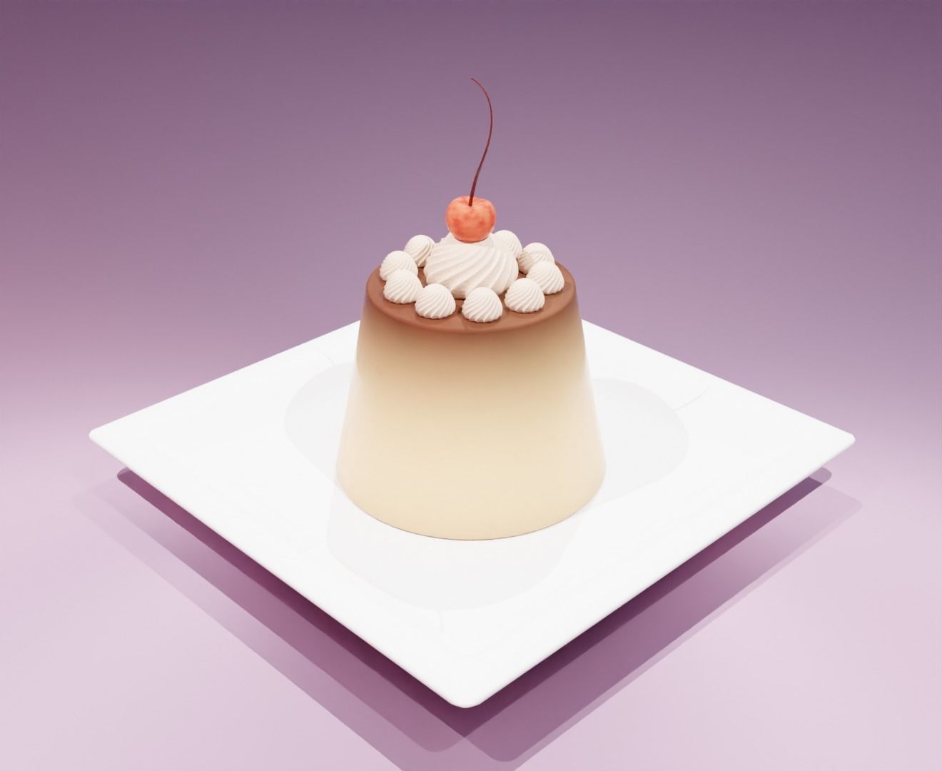 Puding with cherry 3D model 3D model_7