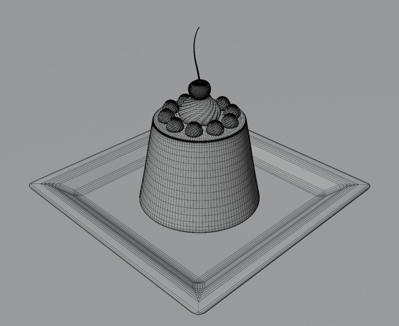 Puding with cherry 3D model 3D model_18