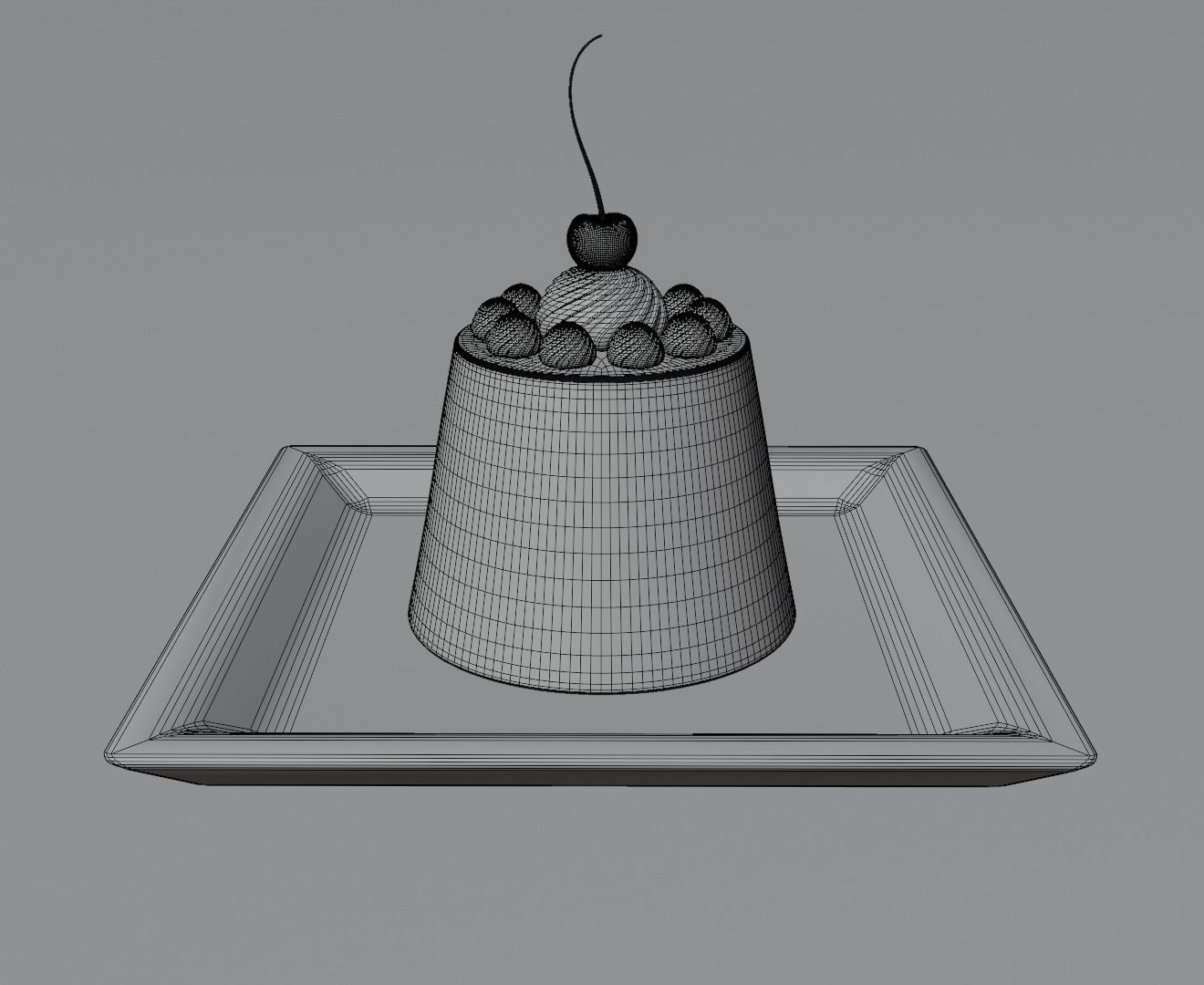 Puding with cherry 3D model 3D model_14