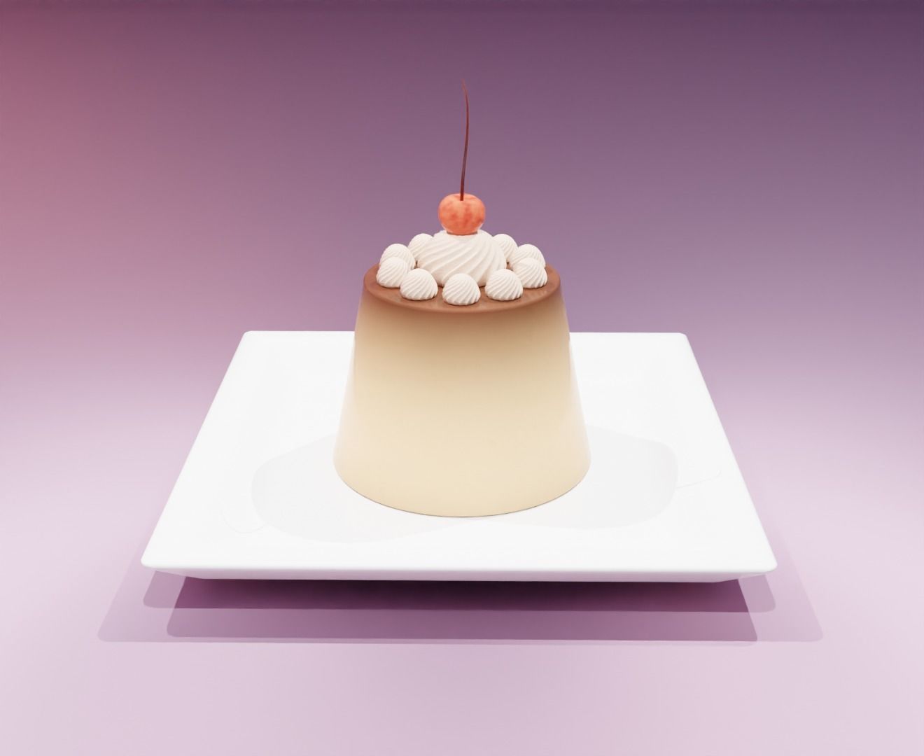 Puding with cherry 3D model 3D model_1