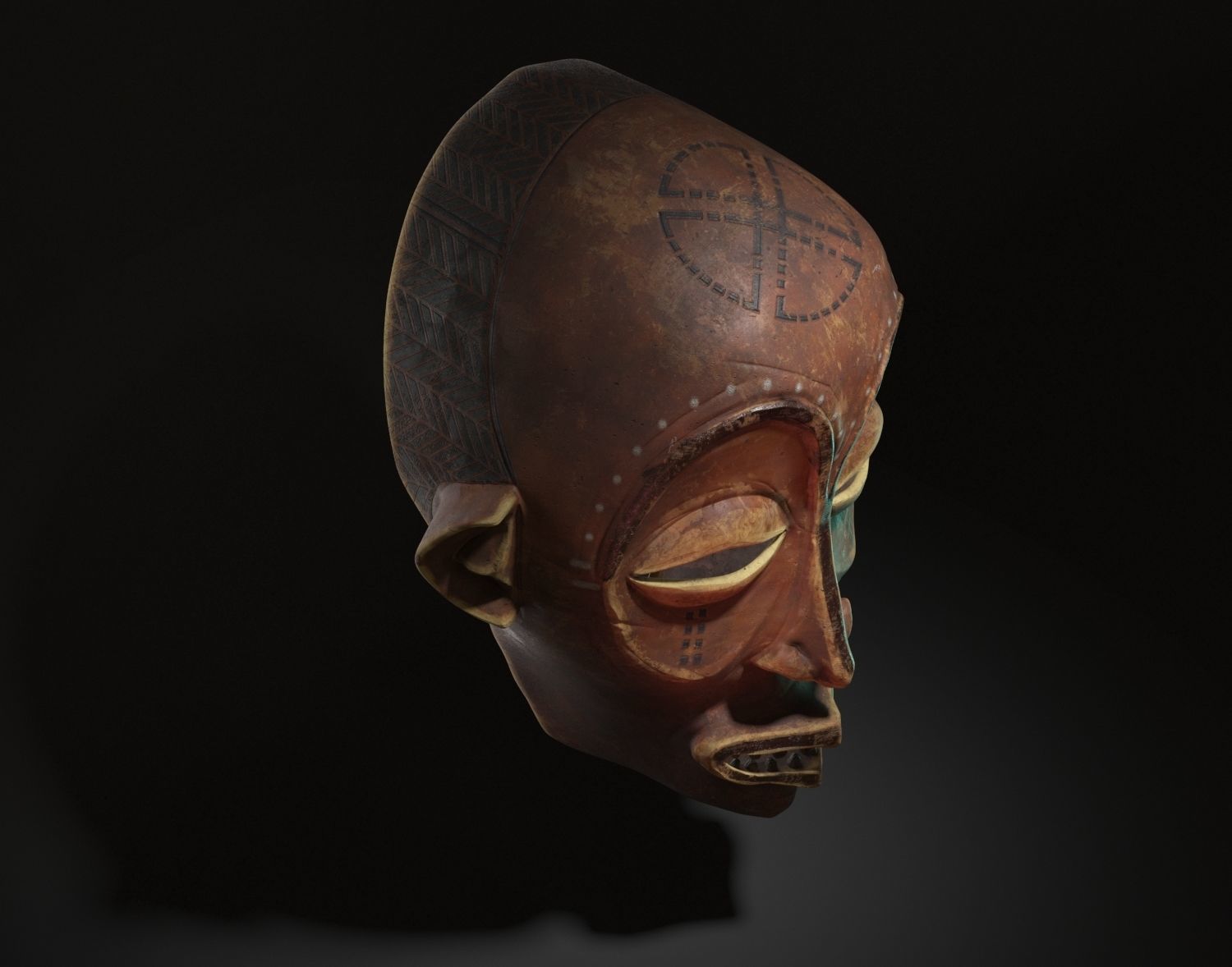 Mwana pwo  African Chokwe mask  Low-poly 3D model_3