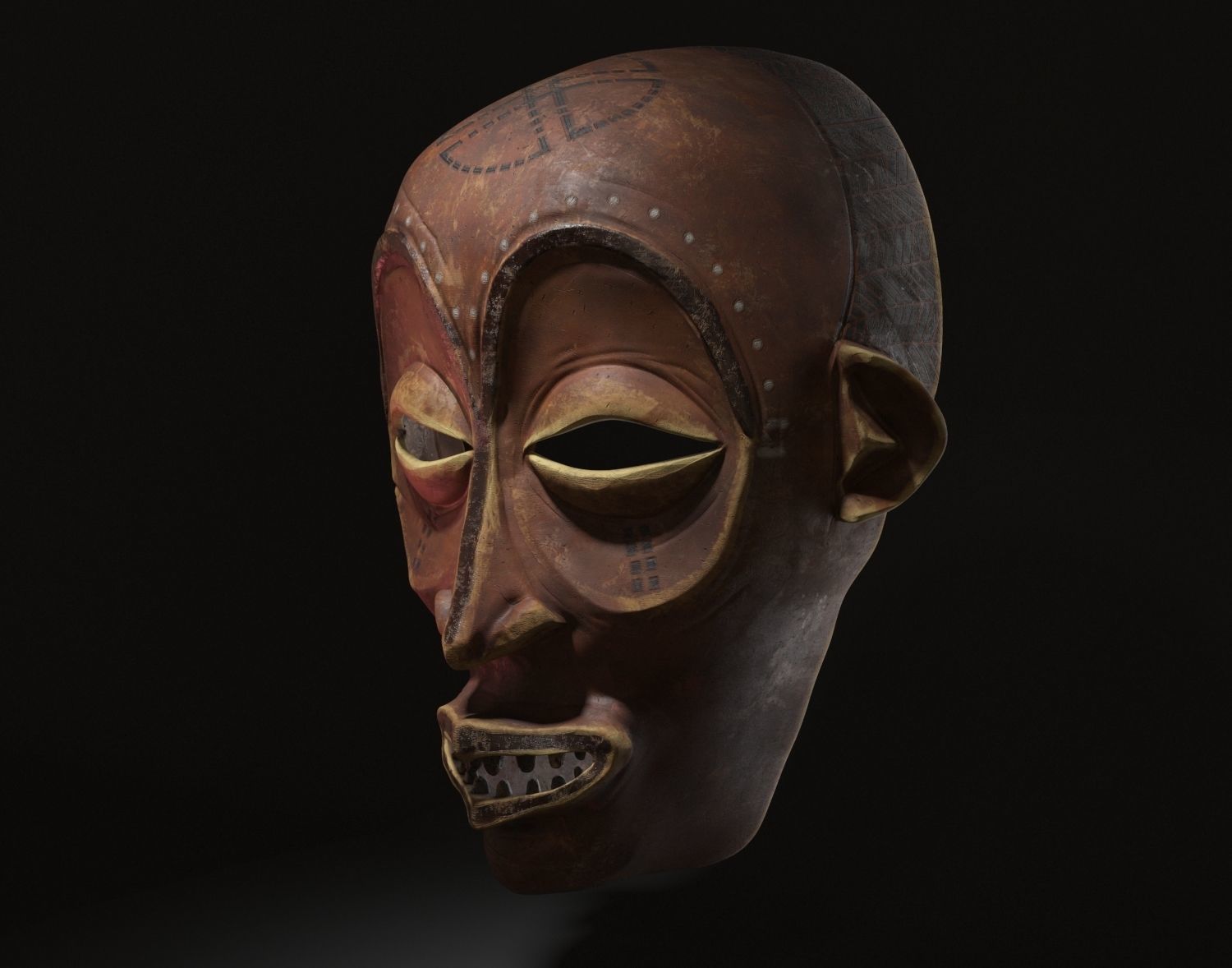 Mwana pwo  African Chokwe mask  Low-poly 3D model_5