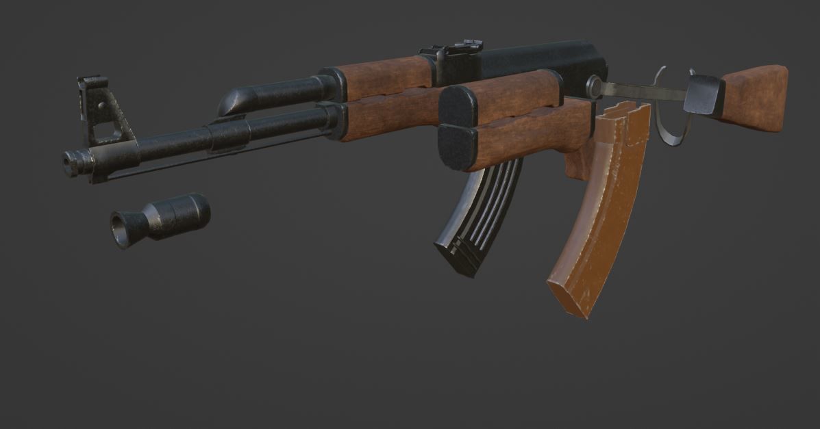AK47 Model Low-poly 3D model_1