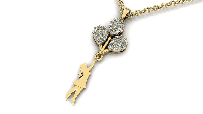 baby Flying Balloon Girl Necklace Low-poly 3D model