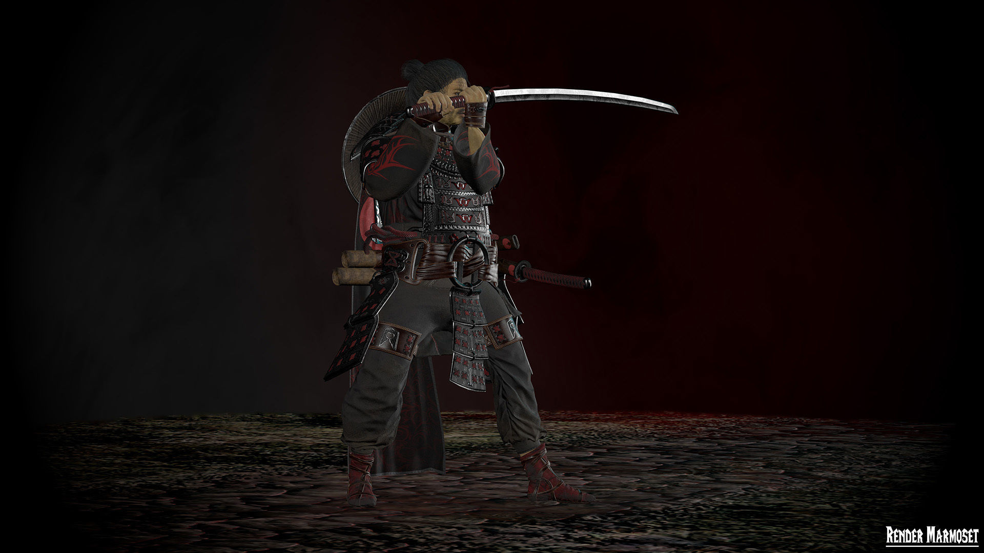 Samurai Boss - 2 Modular Low-poly 3D model_5