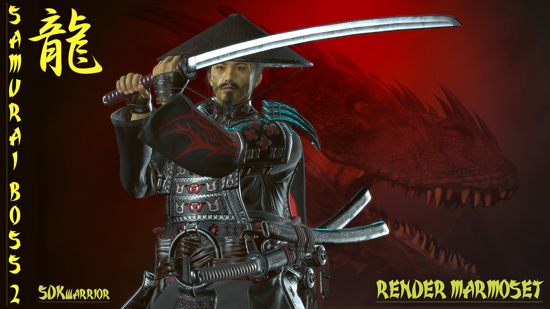 Samurai Boss - 2 Modular Low-poly 3D model_13