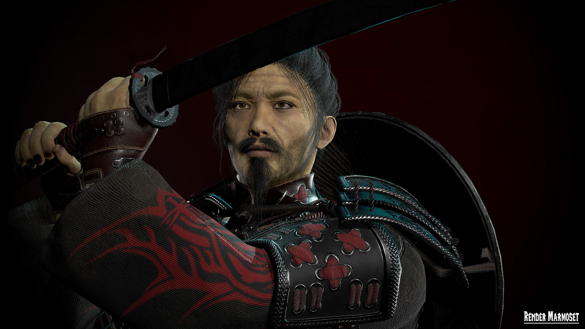 Samurai Boss - 2 Modular Low-poly 3D model_7