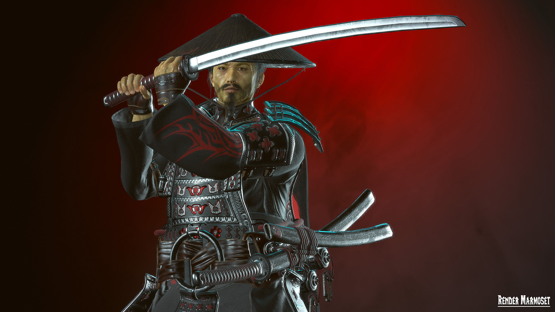 Samurai Boss - 2 Modular Low-poly 3D model_6