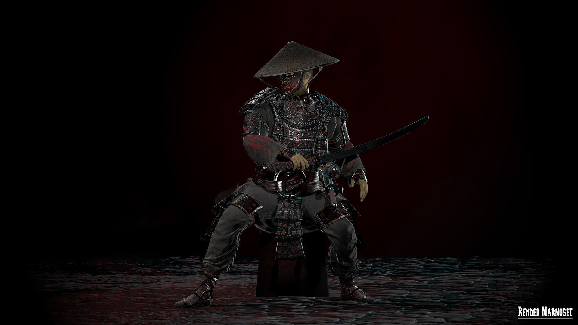 Samurai Boss - 2 Modular Low-poly 3D model_12