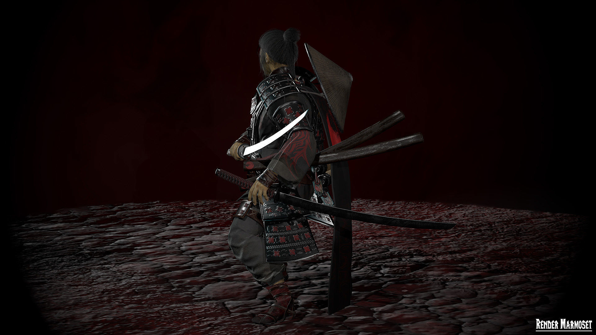 Samurai Boss - 2 Modular Low-poly 3D model_11