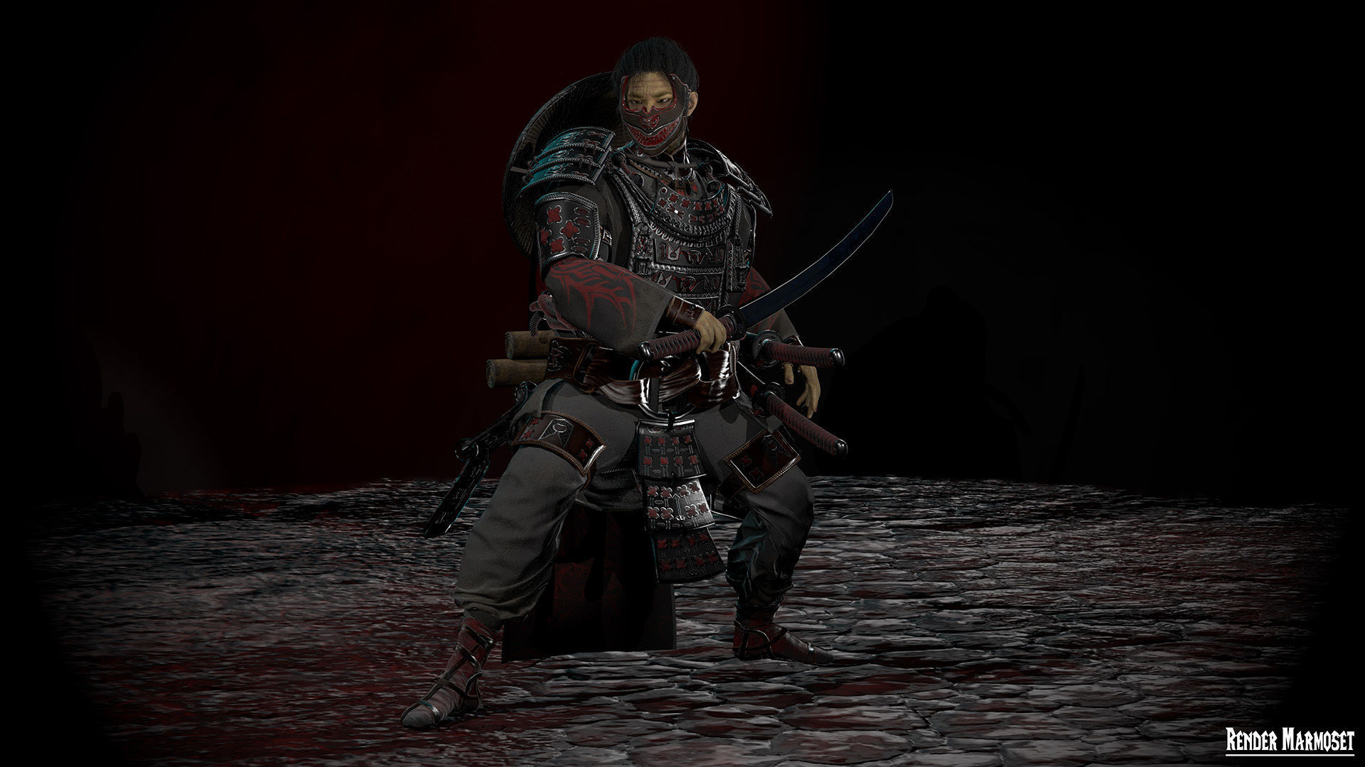 Samurai Boss - 2 Modular Low-poly 3D model_14