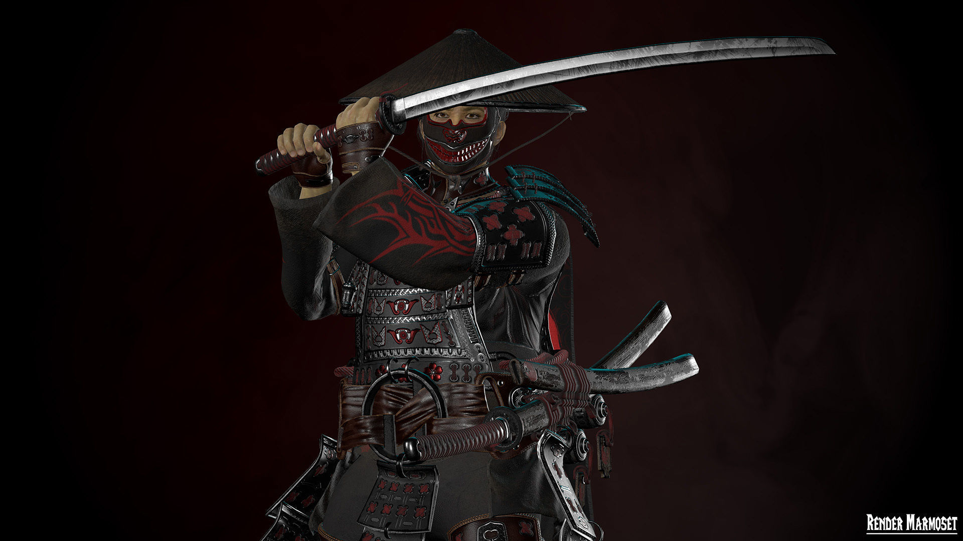 Samurai Boss - 2 Modular Low-poly 3D model_10