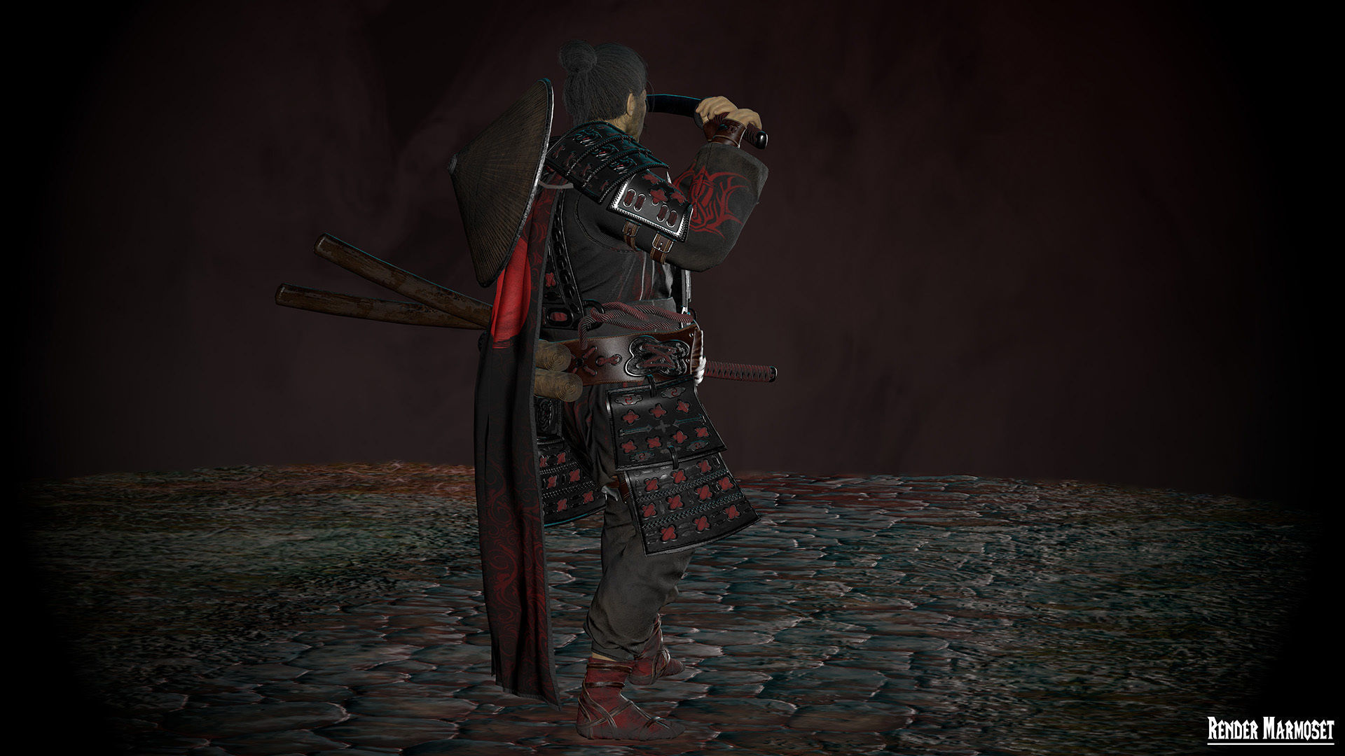 Samurai Boss - 2 Modular Low-poly 3D model_8