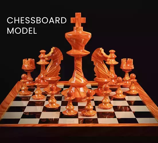 Blender Lowpoly 3D Chessboard and Chess Pieces