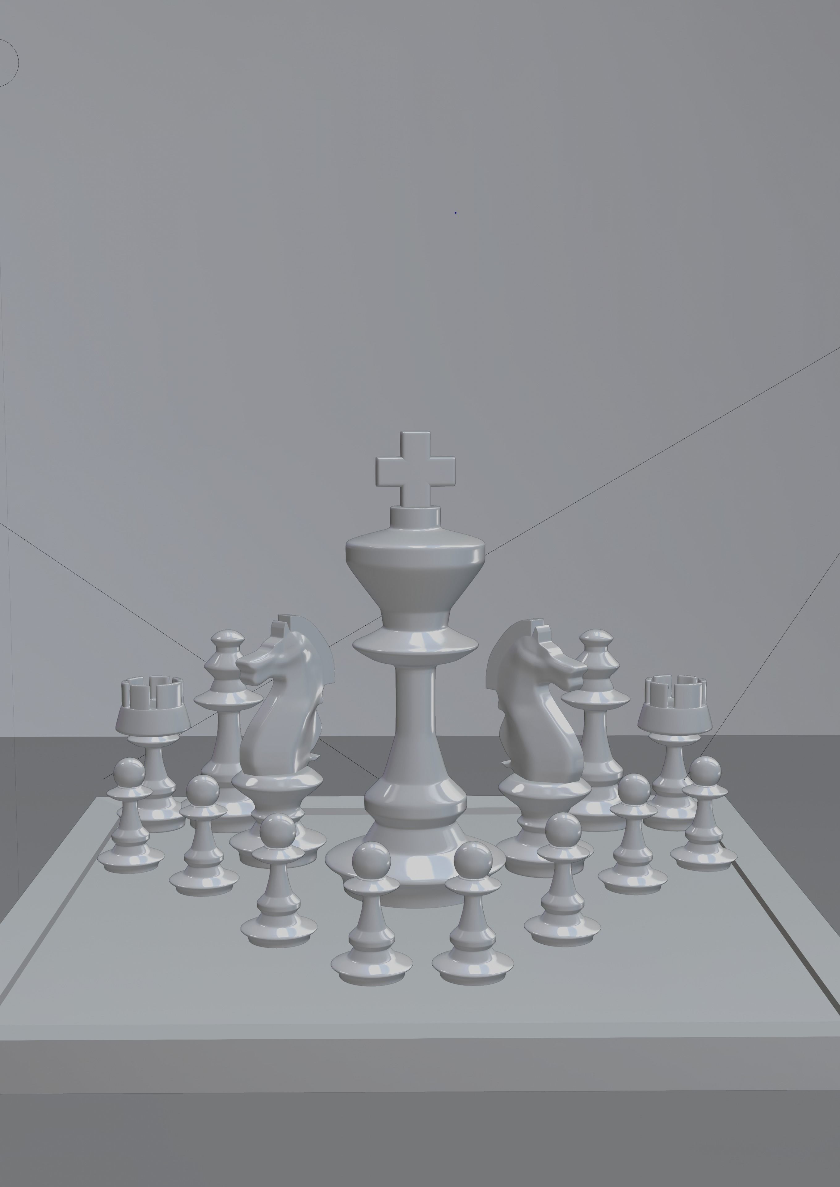 Blender Lowpoly 3D Chessboard and Chess Pieces Low-poly 3D model_2