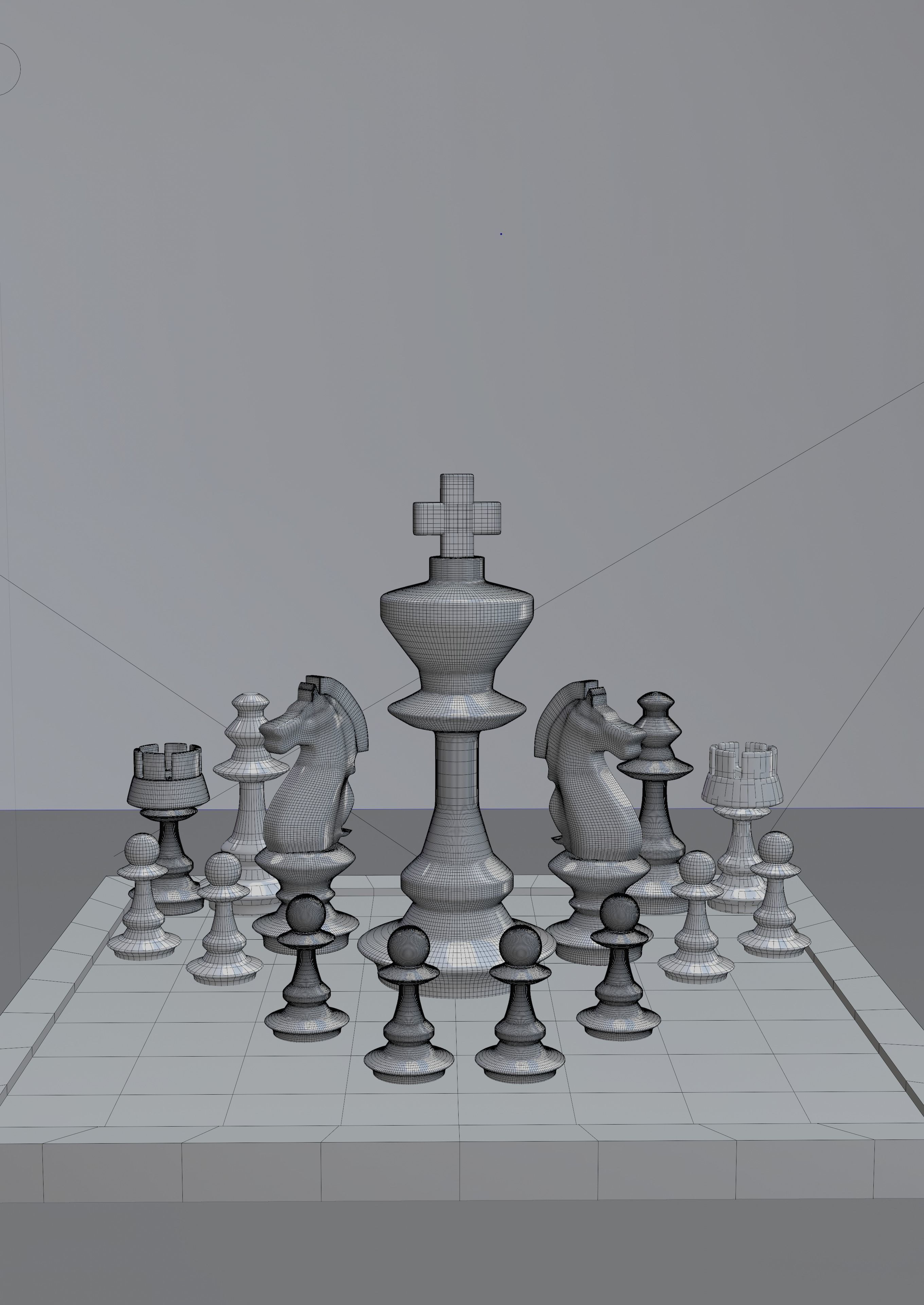 Blender Lowpoly 3D Chessboard and Chess Pieces Low-poly 3D model_3
