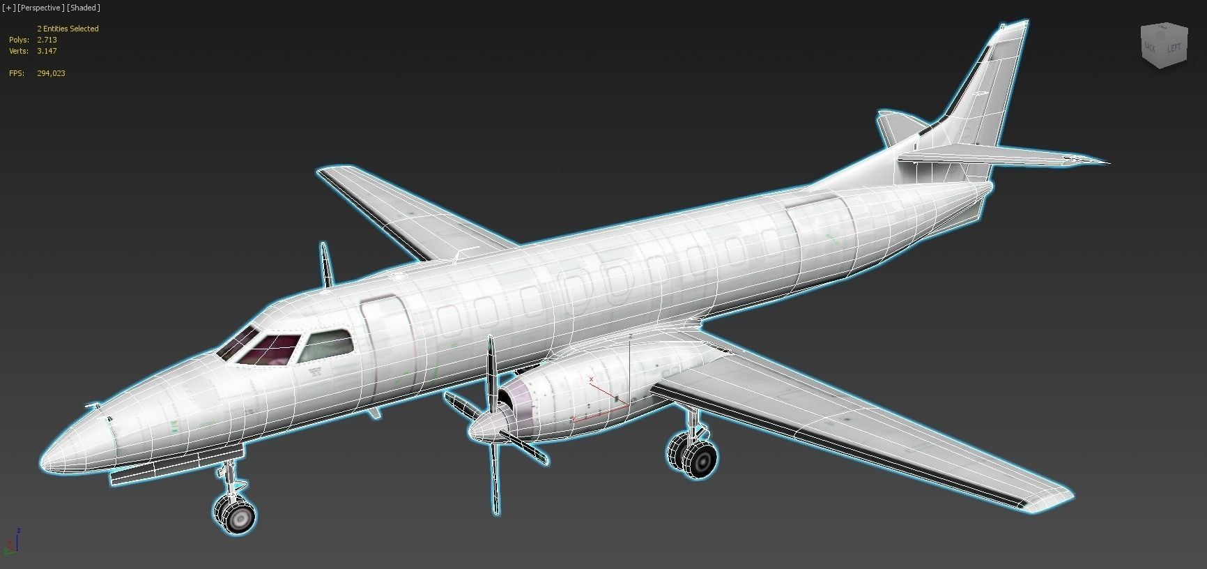 Fairchild Swearingen Metroliner III Low Poly Static Blank Low-poly 3D model_4