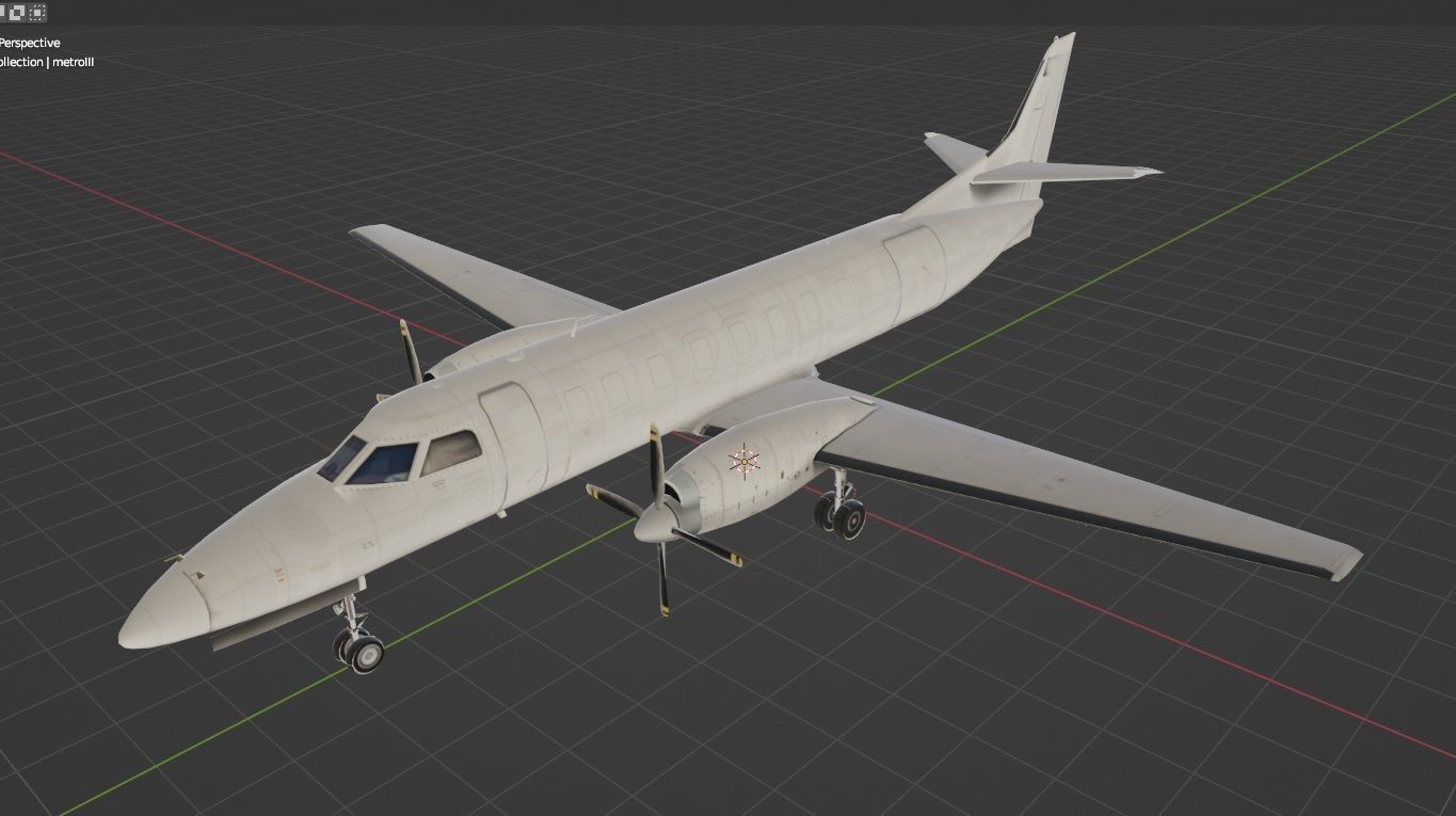 Fairchild Swearingen Metroliner III Low Poly Static Blank Low-poly 3D model_5