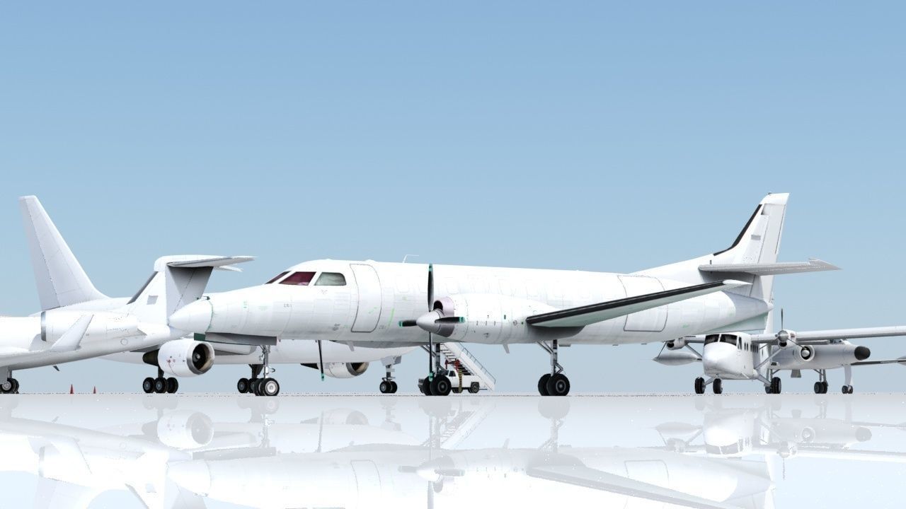 Fairchild Swearingen Metroliner III Low Poly Static Blank Low-poly 3D model_6