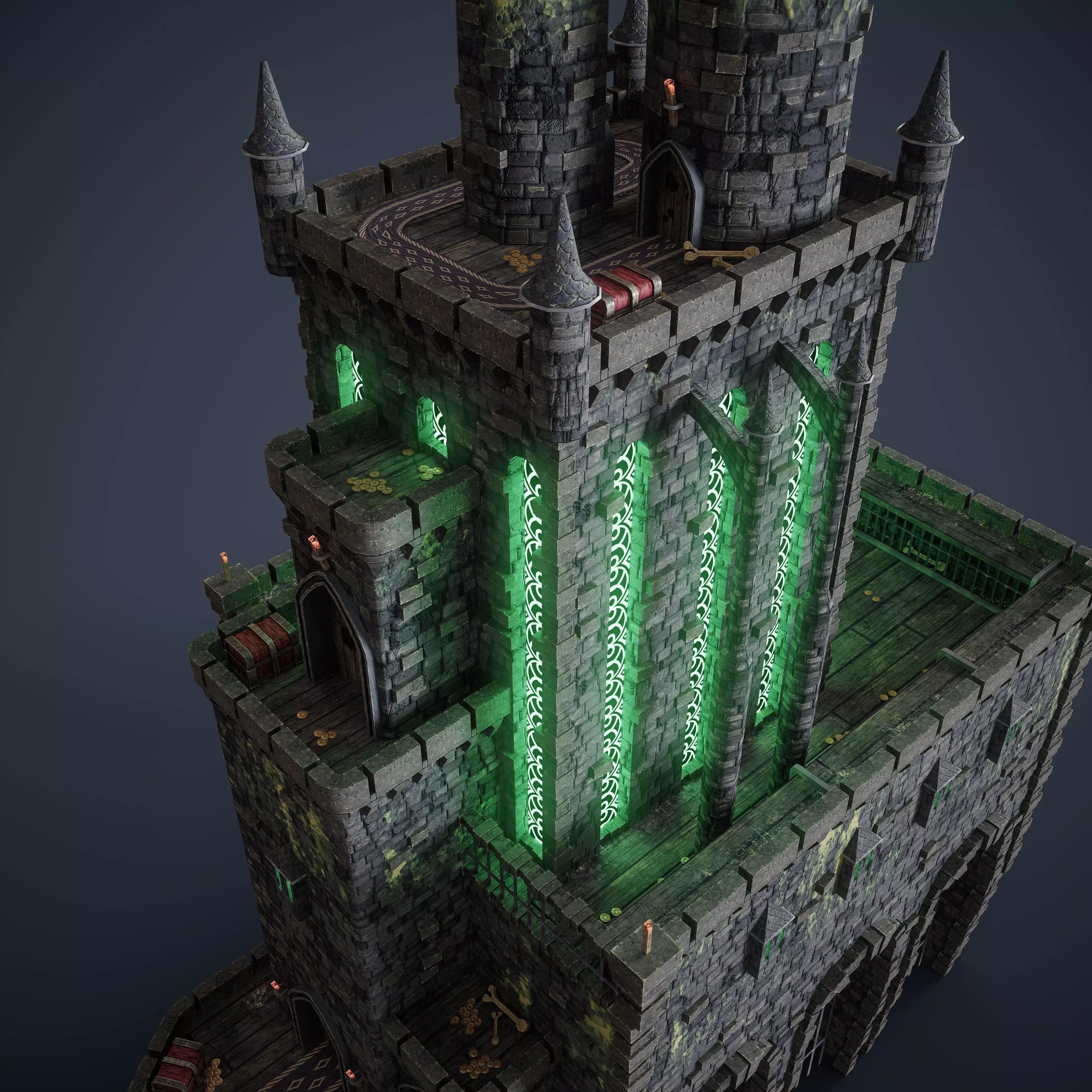 Necropolis Modular Low Poly Environment Kit GameReady 4K Trim Low-poly 3D model_4