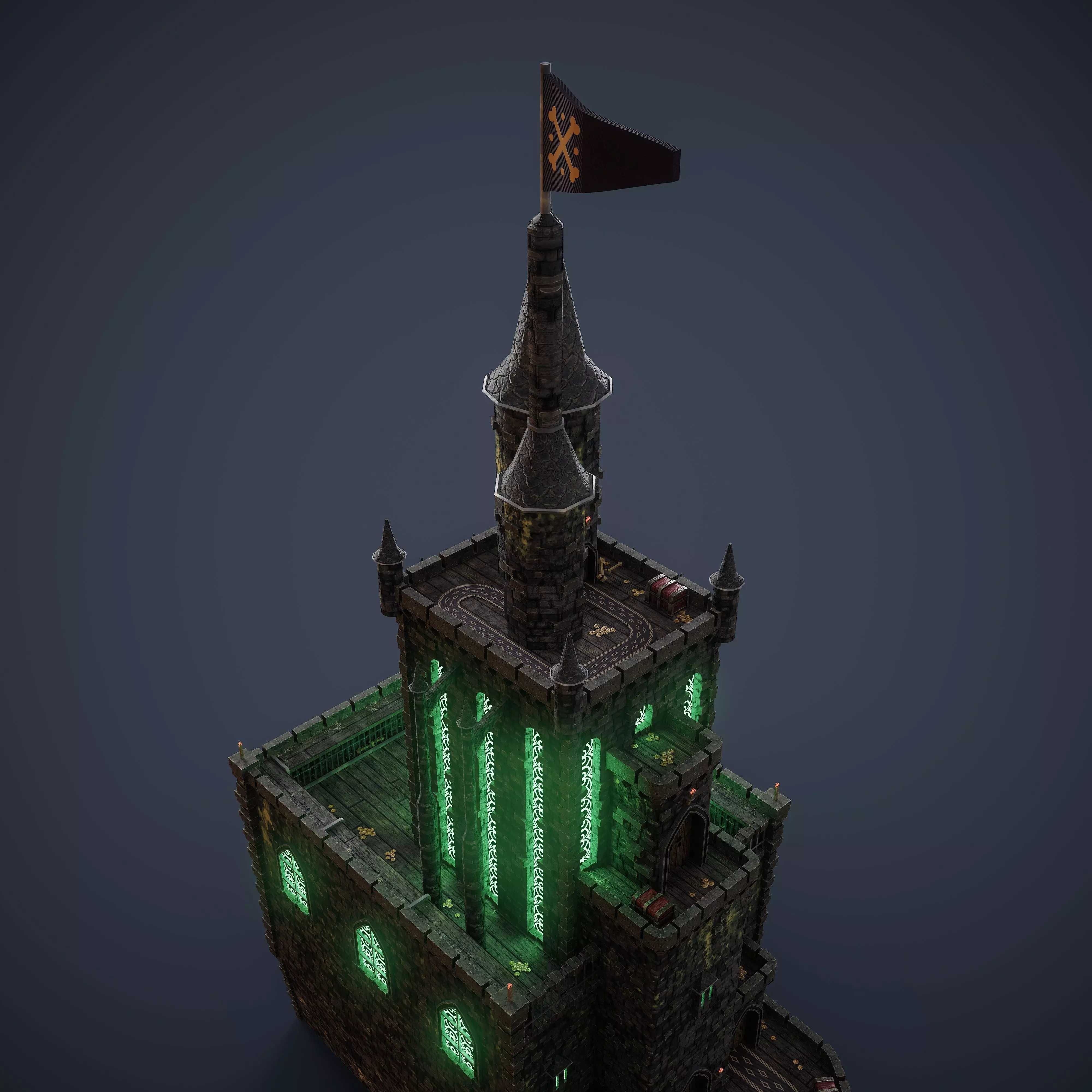 Necropolis Modular Low Poly Environment Kit GameReady 4K Trim Low-poly 3D model_6