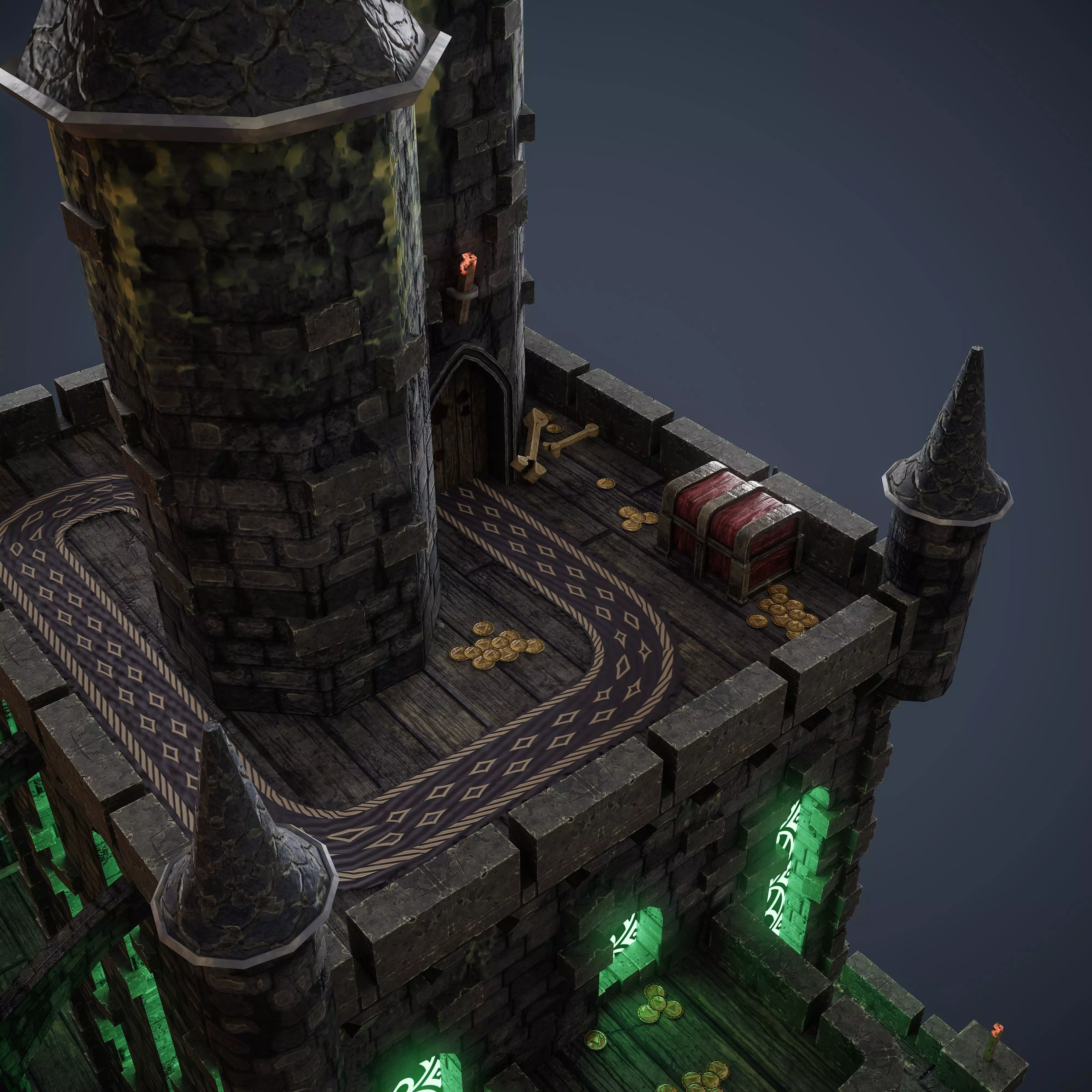 Necropolis Modular Low Poly Environment Kit GameReady 4K Trim Low-poly 3D model_7