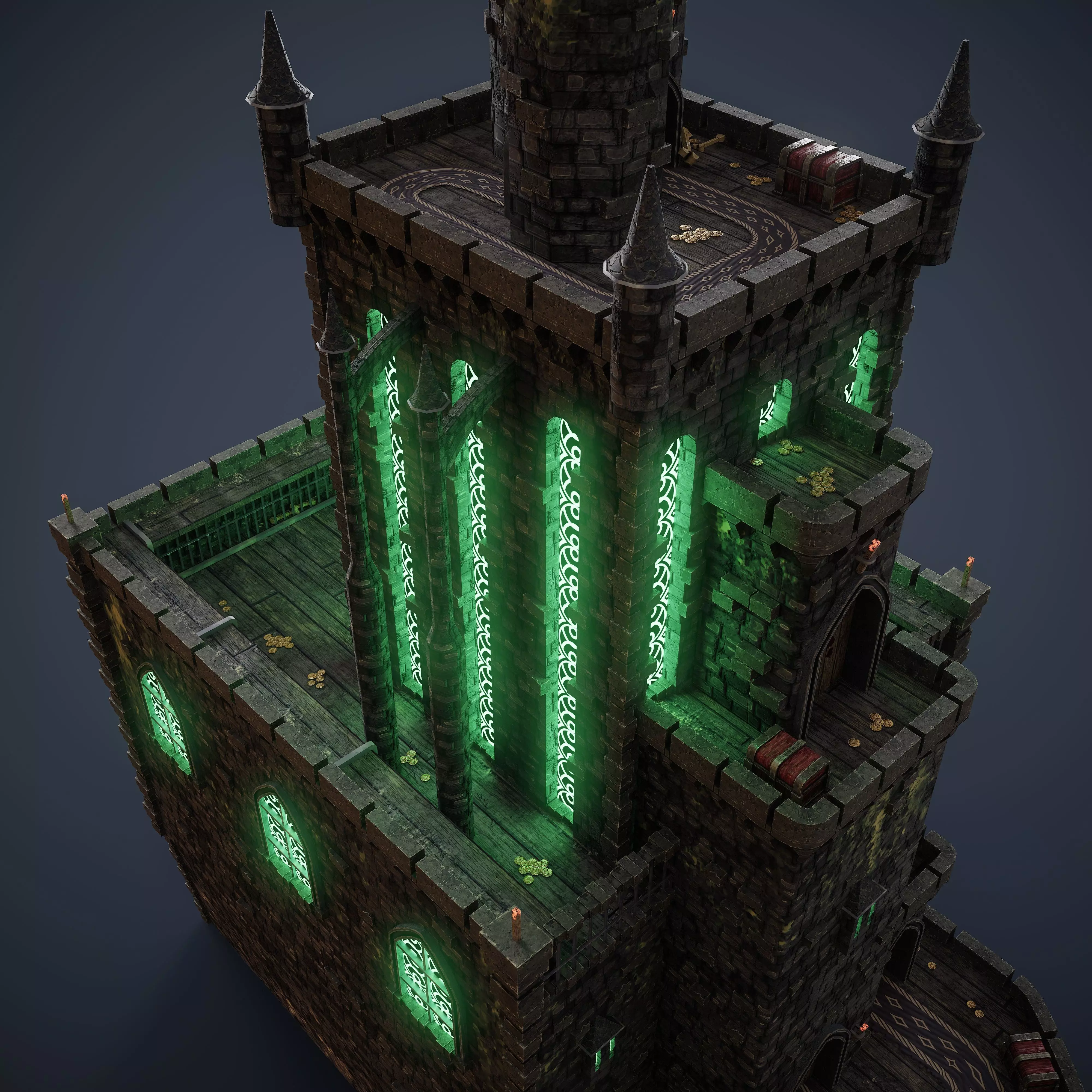 Necropolis Modular Low Poly Environment Kit GameReady 4K Trim Low-poly 3D model_8