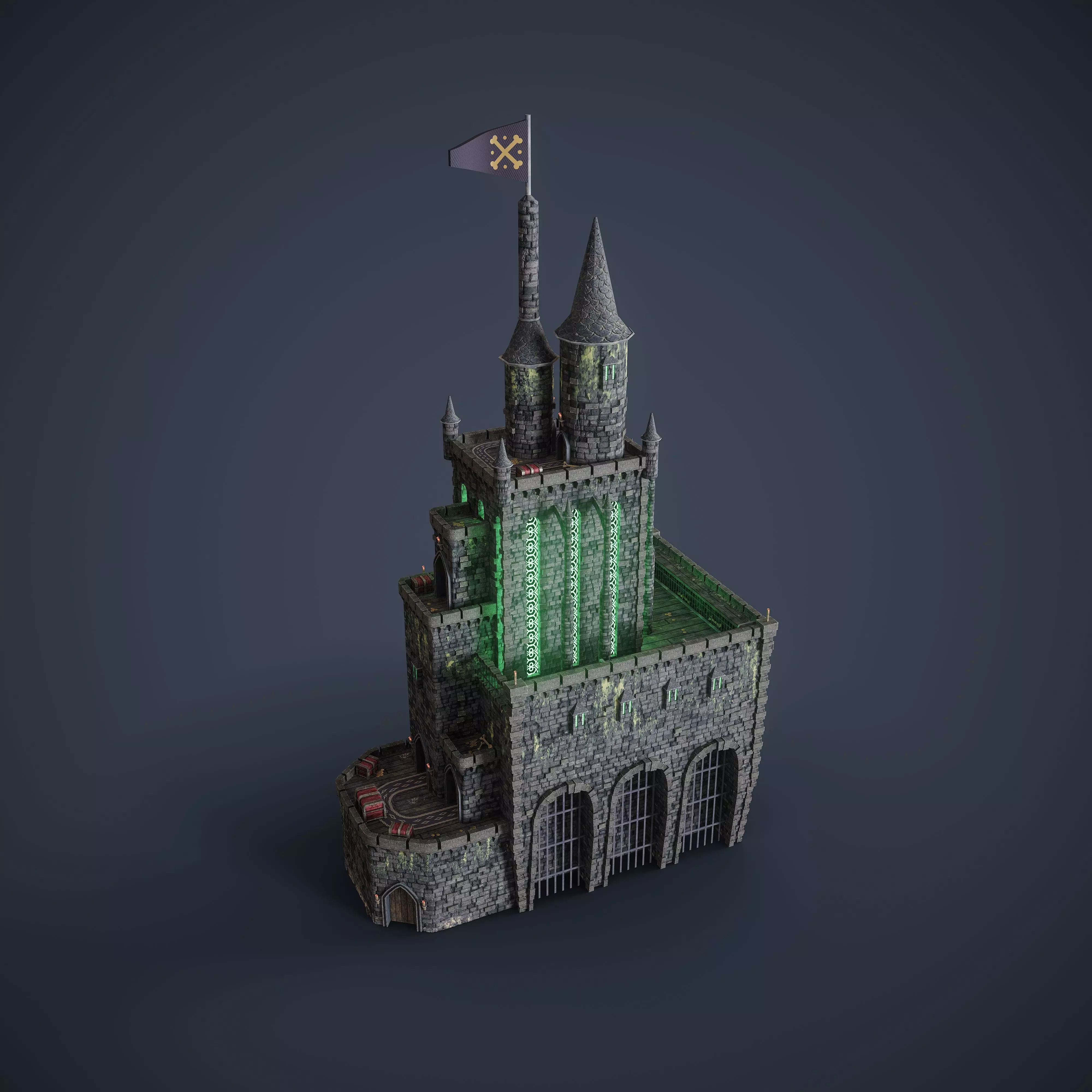Necropolis Modular Low Poly Environment Kit GameReady 4K Trim Low-poly 3D model_10