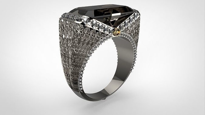 Ring with big stone 3D print model