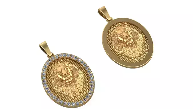 Lion Pendant Stoned and Polished 2 Pieces