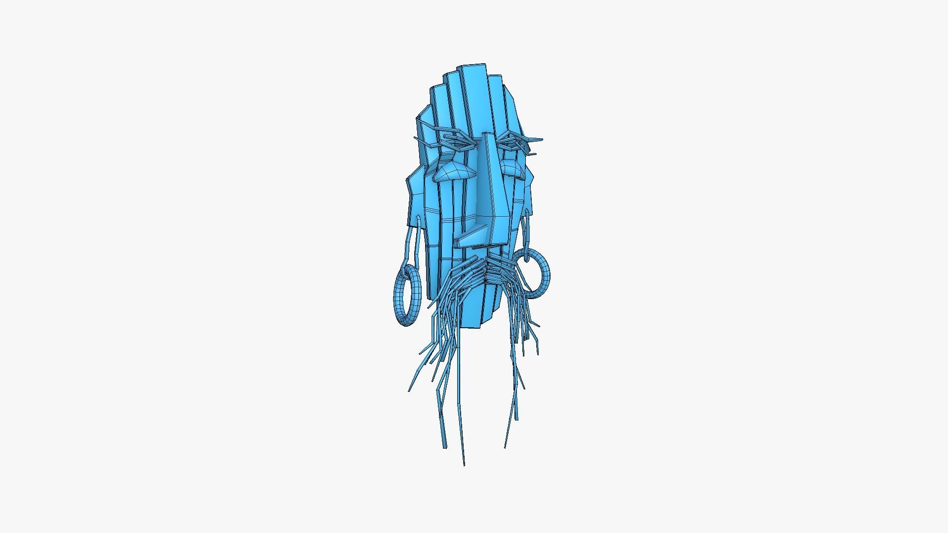 Tribal Mask G01 Colored - Costume Character Design Low-poly 3D model_15