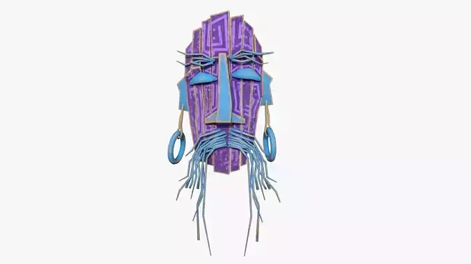 Tribal Mask G02 Purple Blue - Costume Character Design Low-poly 3D model