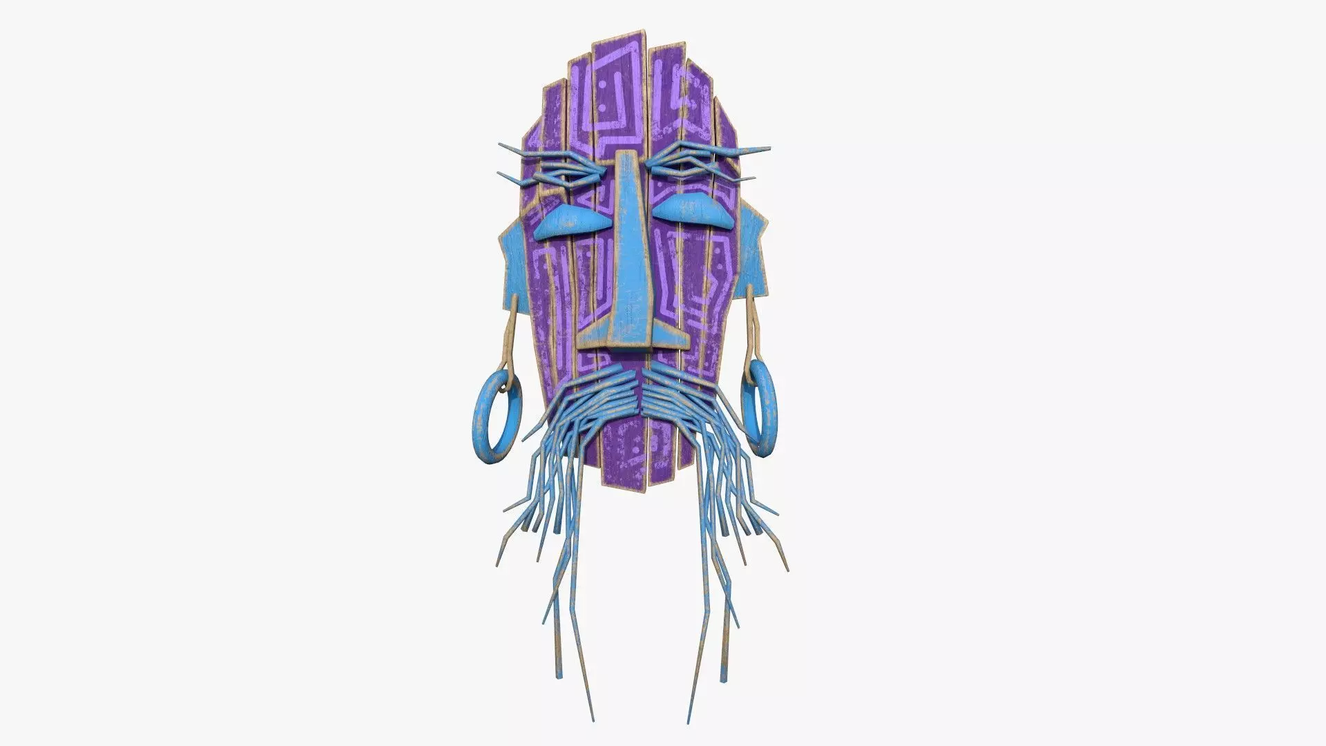 Tribal Mask G02 Purple Blue - Costume Character Design Low-poly 3D model_0