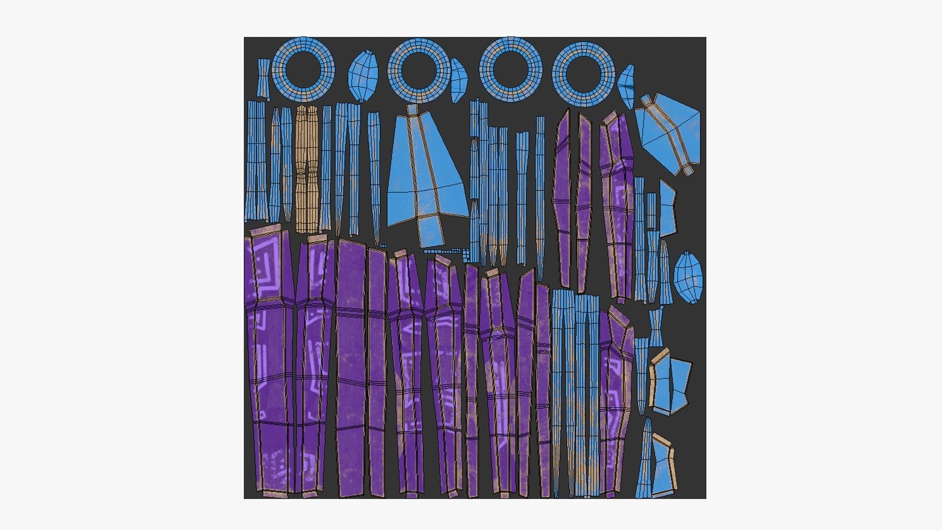 Tribal Mask G02 Purple Blue - Costume Character Design Low-poly 3D model_5