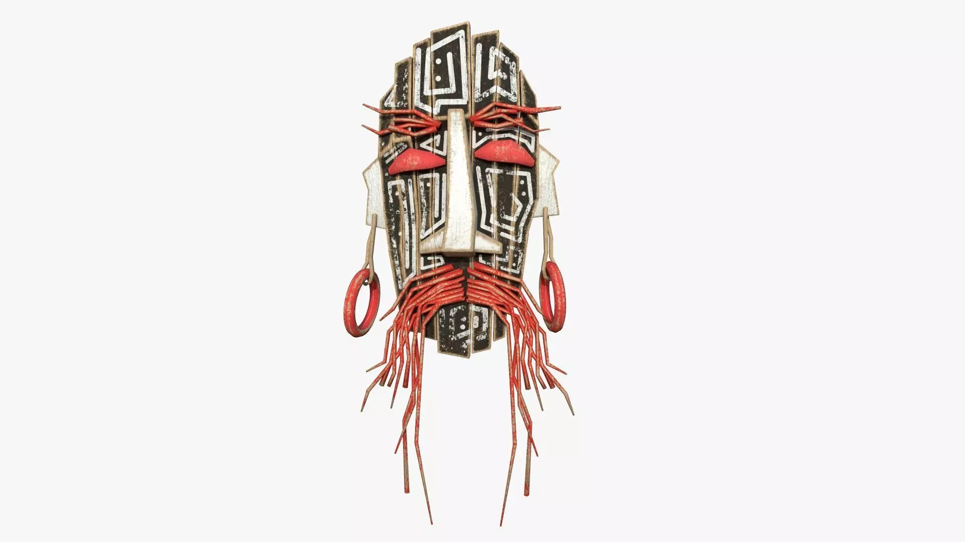 Tribal Mask G03 Black Red - Costume Character Design Low-poly 3D model_0